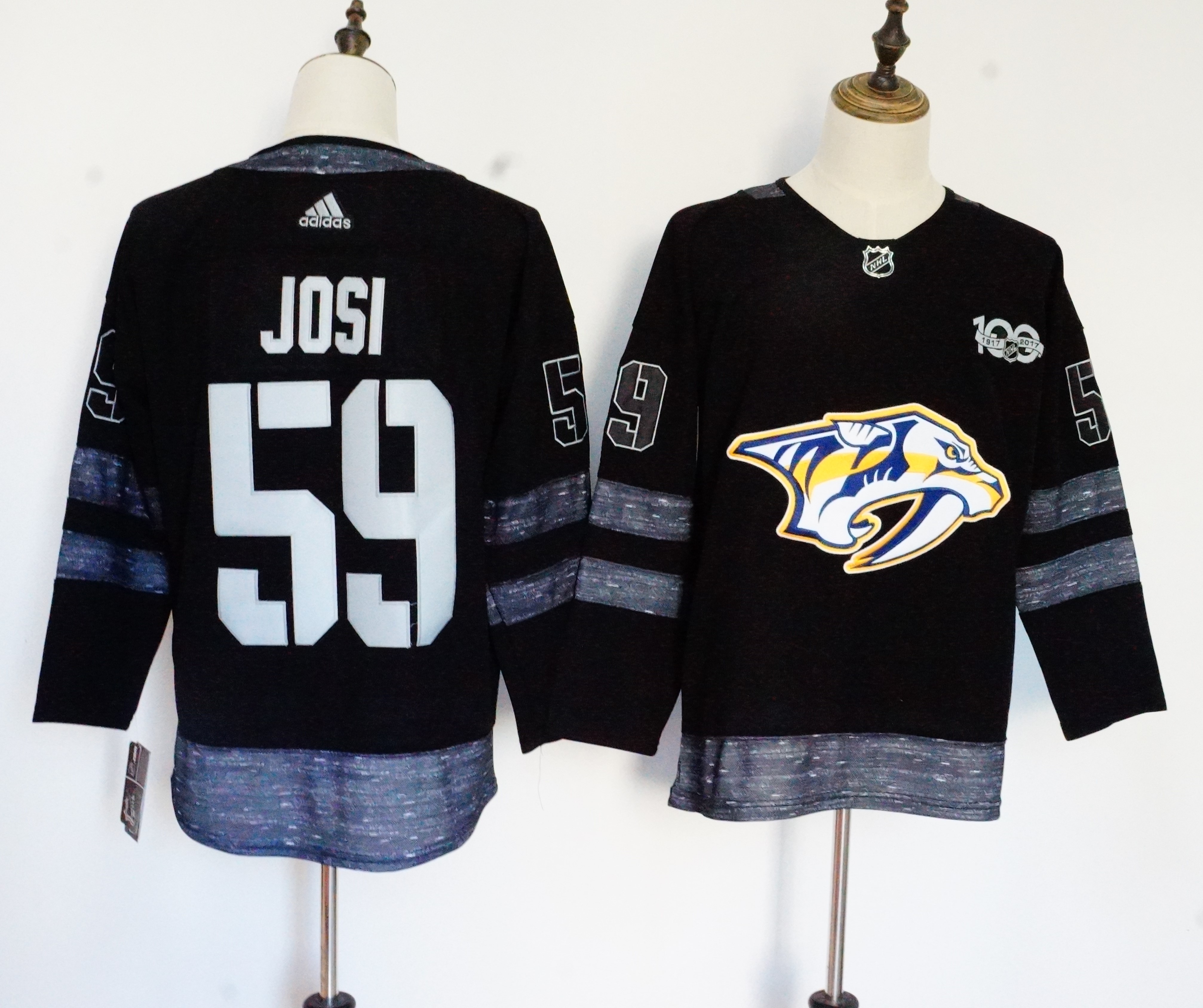 Predators #59 Roman Josi Black 1917-2017 100th Anniversary Adidas Jersey
