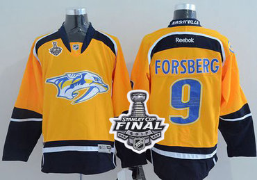 Predators #9 Filip Forsberg Yellow Home 2017 Stanley Cup Final Patch Stitched NHL Jersey Predators #9 Filip Forsberg Yellow Home 2017 Stanley Cup Final Patch Stitched NHL Jersey