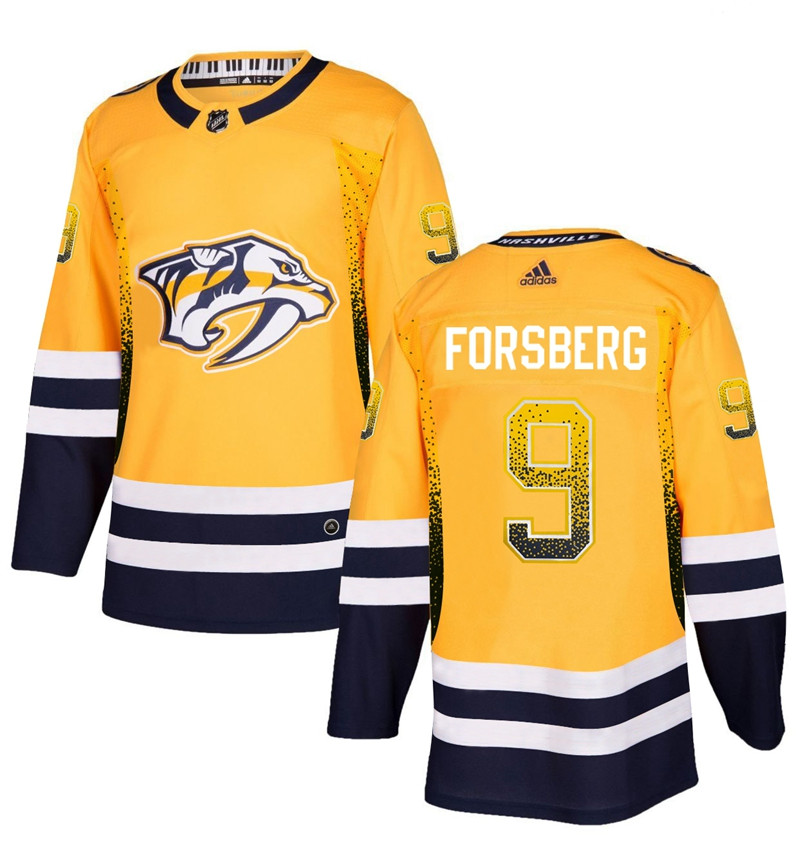 Predators 9 Filip Forsberg Gold Drift Fashion Adidas Jersey