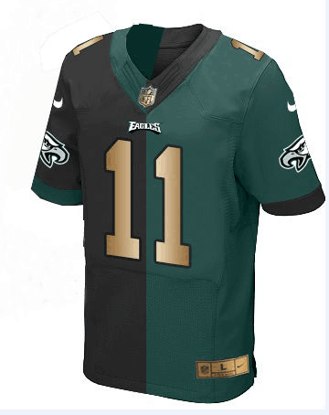 Nike Eagles Midnight Green and Black Split Team Color Women's Stitched NFL Elite Gold Jersey