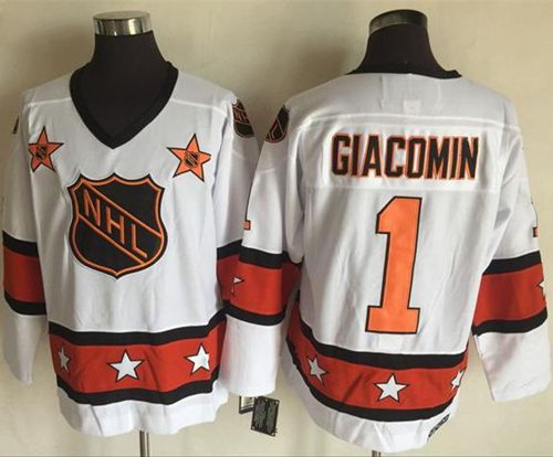 Rangers #1 Eddie Giacomin White Orange All Star CCM Throwback Stitched NHL Jersey Rangers #1 Eddie Giacomin White Orange All Star CCM Throwback Stitched NHL Jersey