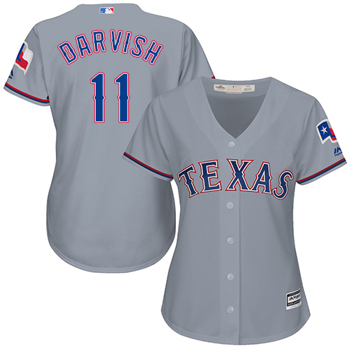 Rangers #11 Yu Darvish Grey Road Women's Stitched MLB Jersey