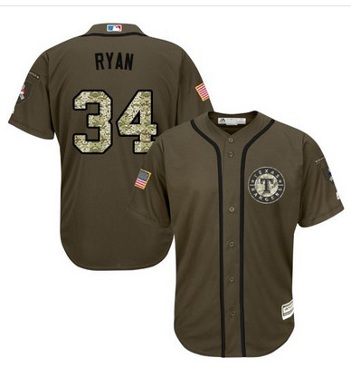 Rangers #34 Nolan Ryan Green Salute to Service Stitched MLB Jersey Rangers #34 Nolan Ryan Green Salute to Service Stitched MLB Jersey