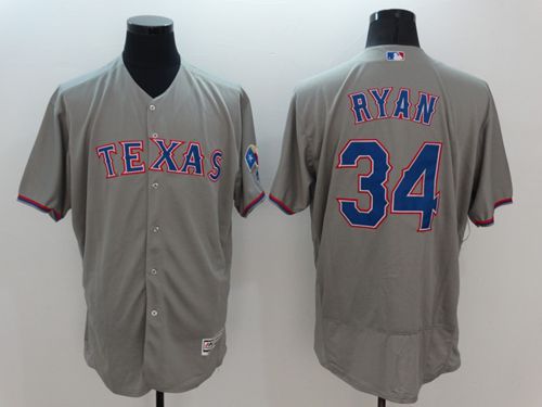 Rangers #34 Nolan Ryan Grey Flexbase Authentic Collection Stitched MLB Jersey Rangers #34 Nolan Ryan Grey Flexbase Authentic Collection Stitched MLB Jersey