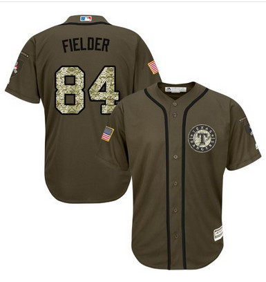 Rangers #84 Prince Fielder Green Salute to Service Stitched MLB Jersey