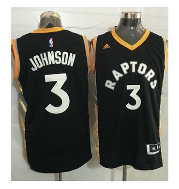 Raptors #3 James Johnson Black Gold Stitched NBA Jersey