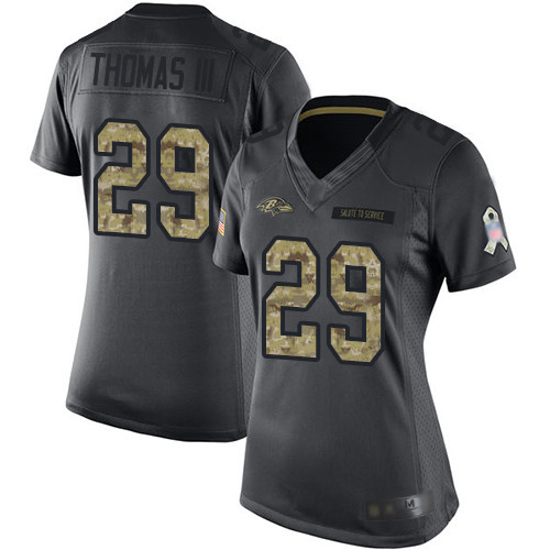 Ravens #29 Earl Thomas III Black Women's Stitched Football Limited 2016 Salute to Service Jersey Ravens #29 Earl Thomas III Black Women's Stitched Football Limited 2016 Salute to Service Jersey