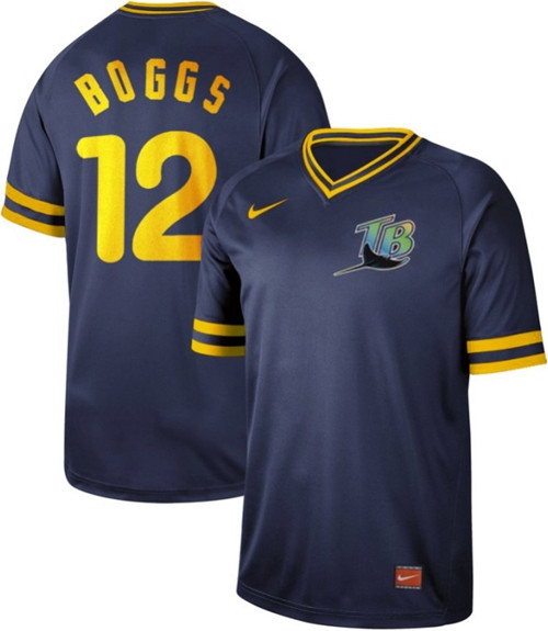 Rays #12 Wade Boggs Navy Authentic Cooperstown Collection Stitched Baseball Jersey Rays #12 Wade Boggs Navy Authentic Cooperstown Collection Stitched Baseball Jersey
