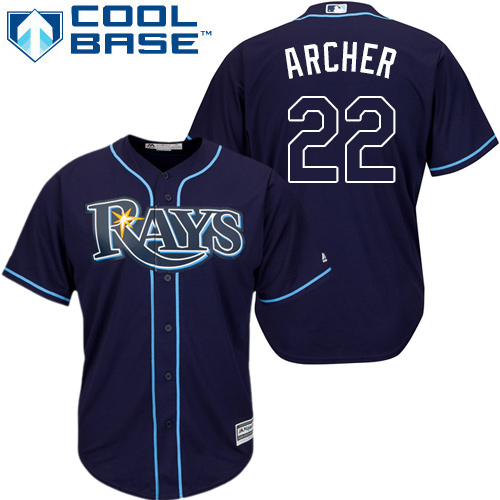 Rays #22 Chris Archer Dark Blue Cool Base Stitched Youth MLB Jersey Rays #22 Chris Archer Dark Blue Cool Base Stitched Youth MLB Jersey