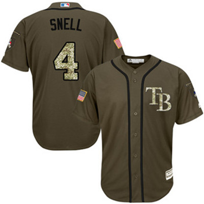 Rays #4 Blake Snell Green Salute to Service Stitched Baseball Jersey Rays #4 Blake Snell Green Salute to Service Stitched Baseball Jersey