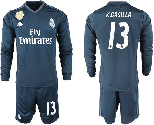 Real Madrid #13 K.Casilla Away Long Sleeves Soccer Club Jersey