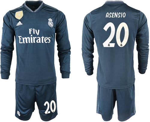 Real Madrid #20 Asensio Away Long Sleeves Soccer Club Jersey