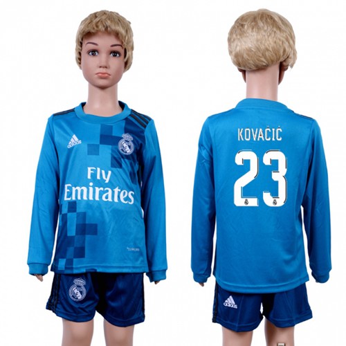 Real Madrid #23 Kovacic Sec Away Long Sleeves Kid Soccer Club Jersey Real Madrid #23 Kovacic Sec Away Long Sleeves Kid Soccer Club Jersey