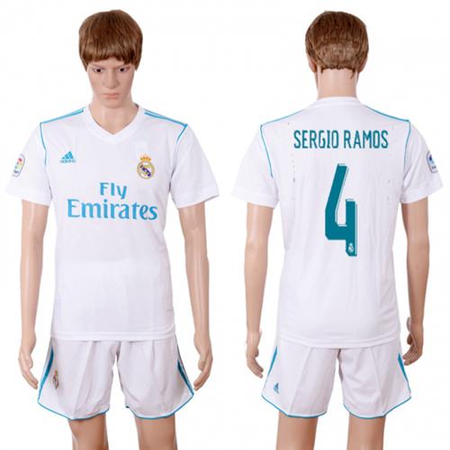 Real Madrid #4 Sergio Ramos White Home Soccer Club Jersey Real Madrid #4 Sergio Ramos White Home Soccer Club Jersey