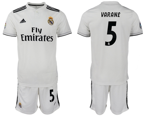 Real Madrid #5 Varane White Home Soccer Club Jersey