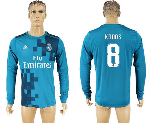 Real Madrid #8 Kroos Sec Away Long Sleeves Soccer Club Jersey Real Madrid #8 Kroos Sec Away Long Sleeves Soccer Club Jersey
