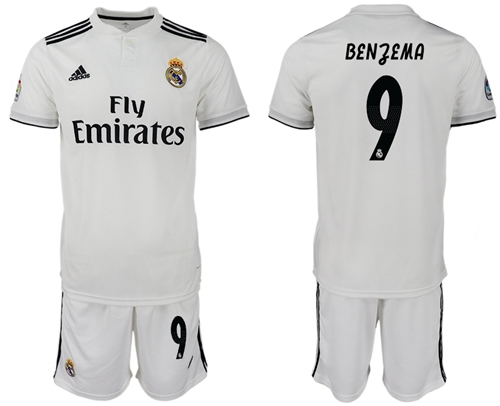 Real Madrid #9 Benzema White Home Soccer Club Jersey Real Madrid #9 Benzema White Home Soccer Club Jersey