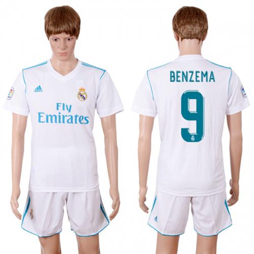 Real Madrid #9 Benzema White Home Soccer Club Jersey Real Madrid #9 Benzema White Home Soccer Club Jersey
