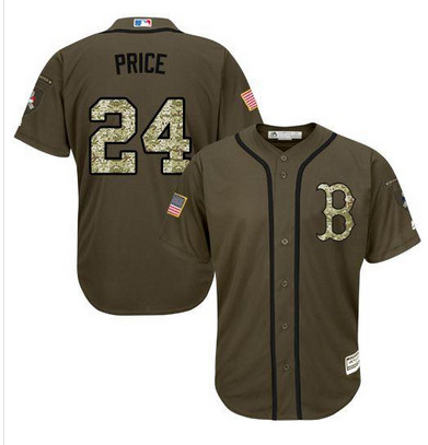 Red Sox #24 David Price Green Salute to Service Stitched MLB Jersey