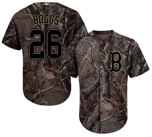Red Sox #26 Wade Boggs Camo Realtree Collection Cool Base Stitched Youth Baseball Jersey