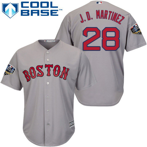 Red Sox #28 J. D. Martinez Grey Cool Base 2018 World Series Stitched Youth MLB Jersey Red Sox #28 J. D. Martinez Grey Cool Base 2018 World Series Stitched Youth MLB Jersey