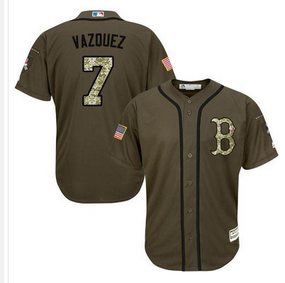 Red Sox #7 Christian Vazquez Green Salute to Service Stitched MLB Jersey