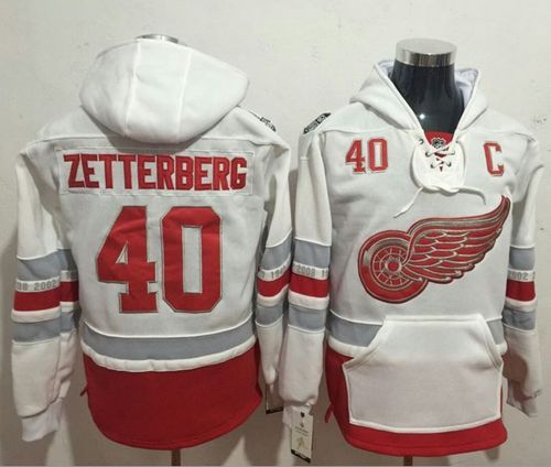 Red Wings #40 Henrik Zetterberg White Name & Number Pullover NHL Hoodie Red Wings #40 Henrik Zetterberg White Name & Number Pullover NHL Hoodie