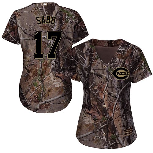 Reds #17 Chris Sabo Camo Realtree Collection Cool Base Women's Stitched Baseball Jersey Reds #17 Chris Sabo Camo Realtree Collection Cool Base Women's Stitched Baseball Jersey
