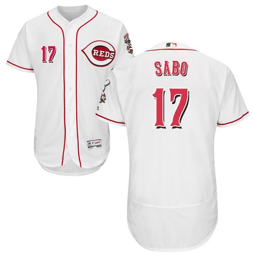 Reds #17 Chris Sabo White Flexbase Authentic Collection Stitched MLB Jersey Reds #17 Chris Sabo White Flexbase Authentic Collection Stitched MLB Jersey