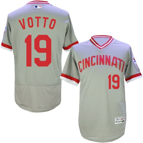 Reds #19 Joey Votto Grey Flexbase Authentic Collection Cooperstown Stitched MLB Jersey Reds #19 Joey Votto Grey Flexbase Authentic Collection Cooperstown Stitched MLB Jersey