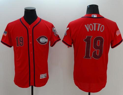 Reds #19 Joey Votto Red Fashion Stars & Stripes Flexbase Authentic Stitched MLB Jersey Reds #19 Joey Votto Red Fashion Stars & Stripes Flexbase Authentic Stitched MLB Jersey