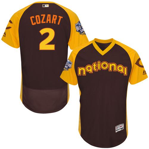 Reds #2 Zack Cozart Brown Flexbase Authentic Collection 2016 All-Star National League Stitched MLB Jersey Reds #2 Zack Cozart Brown Flexbase Authentic Collection 2016 All-Star National League Stitched MLB Jersey