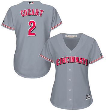 Reds #2 Zack Cozart Grey Road Women's Stitched MLB Jersey