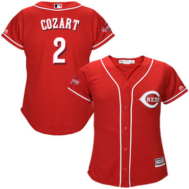 Reds #2 Zack Cozart Red Alternate Women's Stitched MLB Jersey