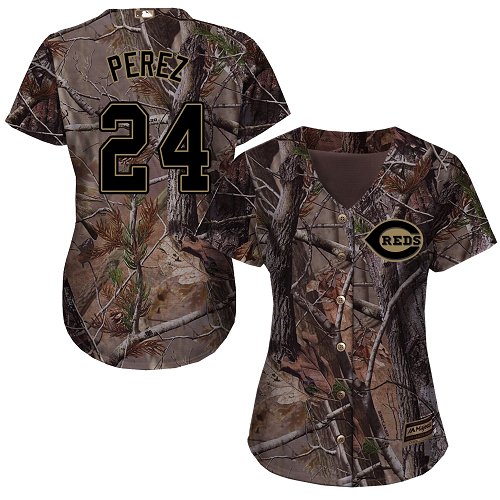 Reds #24 Tony Perez Camo Realtree Collection Cool Base Women's Stitched Baseball Jersey Reds #24 Tony Perez Camo Realtree Collection Cool Base Women's Stitched Baseball Jersey