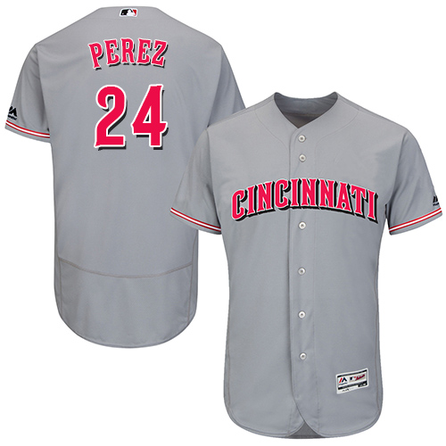 Reds #24 Tony Perez Grey Flexbase Authentic Collection Stitched MLB Jersey Reds #24 Tony Perez Grey Flexbase Authentic Collection Stitched MLB Jersey