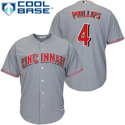 Reds #4 Brandon Phillips Grey Cool Base Stitched Youth MLB Jersey