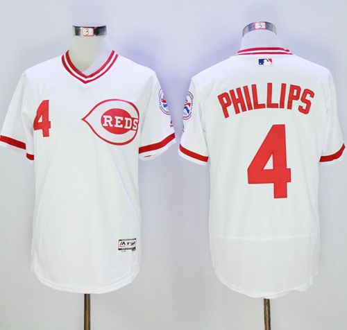 Reds #4 Brandon Phillips White Flexbase Authentic Collection Cooperstown Stitched MLB Jersey Reds #4 Brandon Phillips White Flexbase Authentic Collection Cooperstown Stitched MLB Jersey