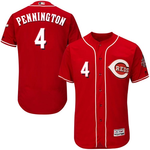 Reds #4 Cliff Pennington Red Flexbase Authentic Collection Stitched Baseball Jersey Reds #4 Cliff Pennington Red Flexbase Authentic Collection Stitched Baseball Jersey