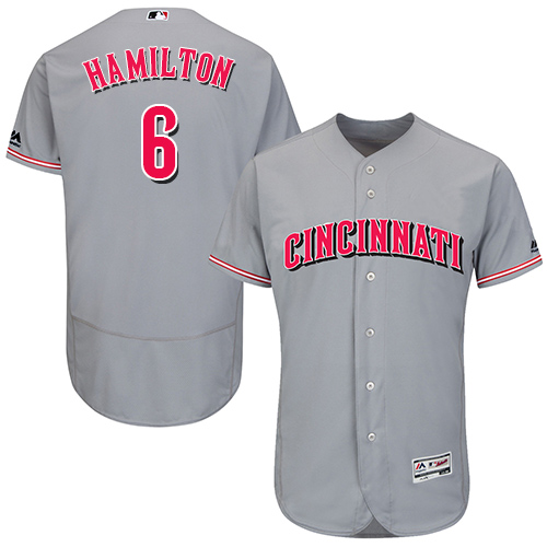 Reds #6 Billy Hamilton Grey Flexbase Authentic Collection Stitched MLB Jersey Reds #6 Billy Hamilton Grey Flexbase Authentic Collection Stitched MLB Jersey