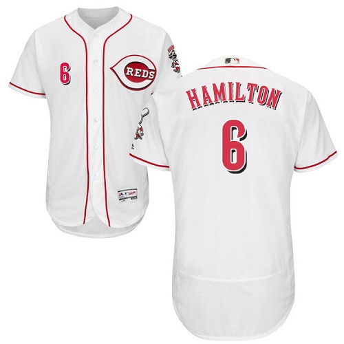 Reds #6 Billy Hamilton White Flexbase Authentic Collection Stitched MLB Jersey Reds #6 Billy Hamilton White Flexbase Authentic Collection Stitched MLB Jersey