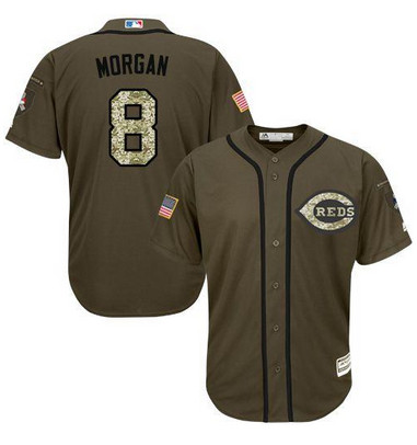 Reds #8 Joe Morgan Green Salute to Service Stitched MLB Jersey