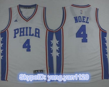 Revolution 30 76ers #4 Nerlens Noel White Stitched NBA Jersey