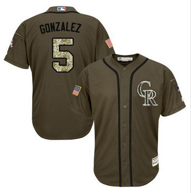 Rockies #5 Carlos Gonzalez Green Salute to Service Stitched MLB Jersey