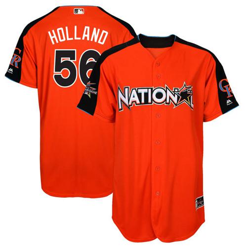 Rockies #56 Greg Holland Orange 2017 All-Star National League Stitched Youth MLB Jersey
