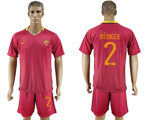Roma #2 Rudiger Red Home Soccer Club Jersey Roma #2 Rudiger Red Home Soccer Club Jersey