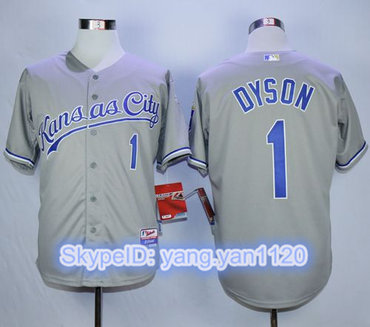 Royals #1 Jarrod Dyson Grey Cool Base Stitched MLB Jersey