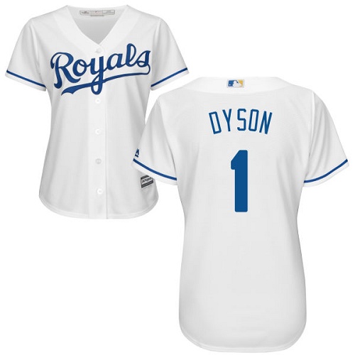 Royals #1 Jarrod Dyson White Home Women's Stitched MLB Jersey