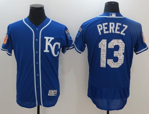 Royals #13 Salvador Perez Royal Blue 2017 Spring Training Authentic FlexBase Stitched MLB Jersey Royals #13 Salvador Perez Royal Blue 2017 Spring Training Authentic FlexBase Stitched MLB Jersey