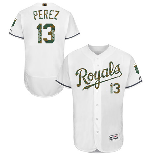Royals #13 Salvador Perez White Flexbase Authentic Collection 2016 Memorial Day Stitched MLB Jersey Royals #13 Salvador Perez White Flexbase Authentic Collection 2016 Memorial Day Stitched MLB Jersey